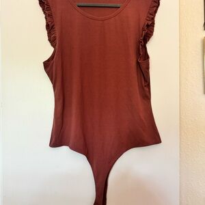 Women’s Ruffle-Sleeve Bodysuit in Terracotta 3XL